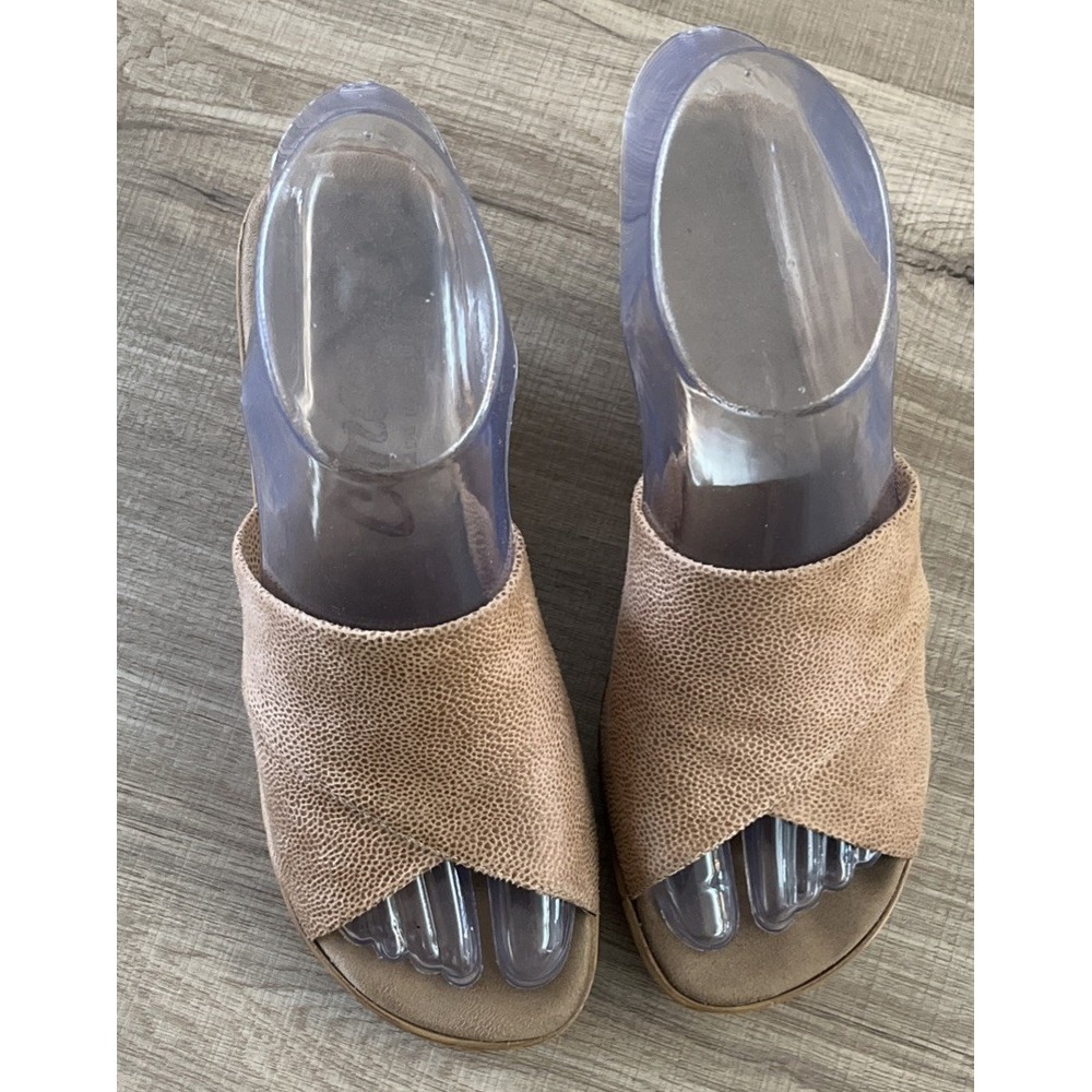 Onex Christina Womens Wedge Sandal Speckled Cross Over Beige Sz 5.5-6 EU 36